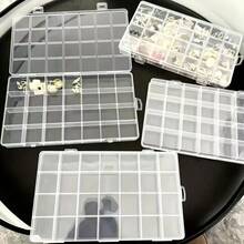 28-Grid Storage Box With Lid - Multifunctional Storage Solution For Jewelry, Hardware, And Small Items - Durable Plastic, Press-Type Closure, Practical Hook, Jewelry Storage Box - Trong suốt - Xem 5