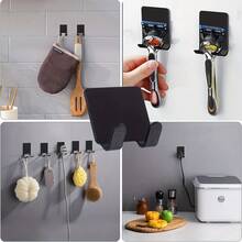 Heavy Duty Waterproof Shower Hook - Strong Adhesive Bathroom And Kitchen Organizer, No Drilling Required, Suitable For Razors, Towels, Clothes - Bathroom, Kitchen, Door Hook - Multifunctional Hanging Rack, Textured Grip, Durable Structure, Home Organization Essential - Black - View 3