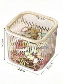 1个多功能防尘桌面化妆品、发饰收纳盒、化妆品整理盒、桌面垃圾桶，设计便捷，可作珠宝盒、戒指盒、首饰收纳盒使用。 - 彩色 - 查看 5