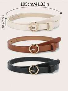 Set de 3 cinturones sencillos para mujer, para verano, escuela, otoño, Halloween - Multicolor - Ver 8