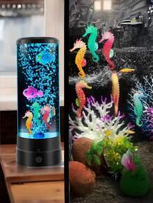 1个发光硅胶海马水族箱装饰品 - 逼真的橙色鱼缸摆件，带有发光的红色眼睛、绿松石色纹理和鲜艳的色彩，适用于淡水或海水，生动的水族箱装饰 | 真正的鱼缸装饰品，水下环境装饰，潜水装饰，海洋爱好者 - 螢光潛水器 - 查看 3