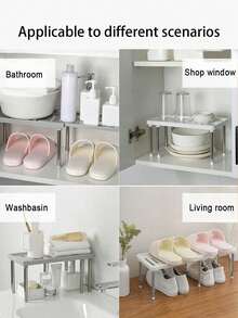 可伸缩厨房储物架，多功能水槽收纳架，可放置餐具、瓶瓶罐罐，是橱柜收纳的理想之选 - 彩色 - 查看 10