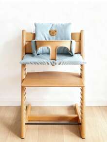 Almofada para cadeira alta de bebê com estampa de ursinho fofo (1 unidade), macia e agradável à pele, antiderrapante, removível e lavável, compatível com diversos modelos de cadeiras altas.