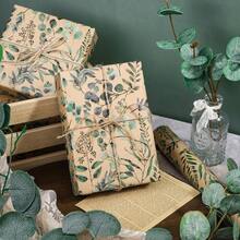 RUSPEPA Papel de regalo de hoja de eucalipto 17 pulgadas x 32.8 pies mini rollo rollo de papel kraft para mujeres primavera verano boda y cumpleaños - Hoja verde - Ver 3