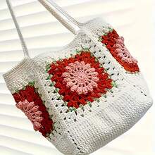 1/20片手工钩编花卉方块 - 色彩鲜艳的图案，适合DIY编织装饰、家居饰品、服装点缀、保暖用品、工艺品和缝纫项目，是业余爱好者的理想之选（款式随机），可用于家居装饰、服装装饰和保暖。 - 彩色 - 查看 7