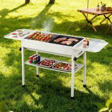 Grillz Portable BBQ Grill W/ Stainless Steel Racks & Pans For Outdoor - Beige - View 1