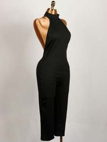 夏季黑色连体裤约会之夜女士装扮露背黑色连体衣外出装束紧身衣狂欢节装扮 - 黑色 - 查看 2