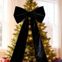 Genérico Rojos para árbol de Navidad,Lazo Gigante de Terciopelo para Árbol de Navidad 50x180cm, Decoración para Xmas Tree Topper, y Pared, Adorno Navideño Clásico (Rojo) - Negro - Ver 11
