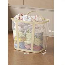 1pc Large Capacity Foldable Laundry Basket, Household Clothes Storage Bin, Toy Organizer, Wall-Mounted Bathroom Hamper, Kids Diaper Collector - Multicolor - View 6