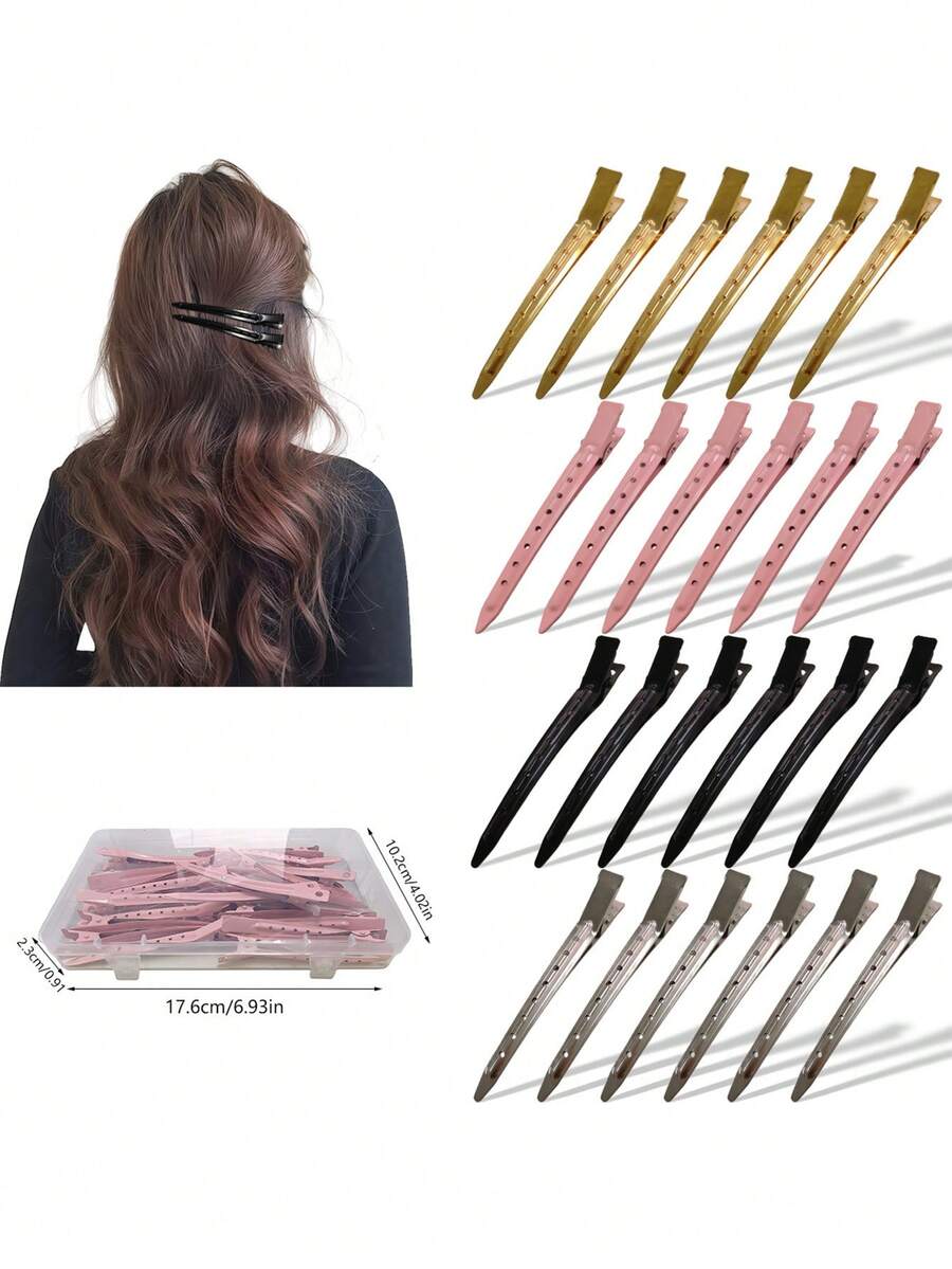 30/24/5Pcs Metal Alligator Hair Clips For Women Styling Sectioning, Hair Pins For Long Hair, Alligator Curl Loc Clips For Thick Hair Roller, Salon, Bows DIY Claw Clips Hair Claws Hair Barrettes, Hair Slide - Multicolor - View 1