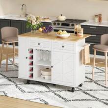 Mobile Storage Islands - White+Natural + MDF + European - View 9