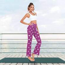 Leggings modernos de mediados de siglo con lunares morados y anchos con bolsillos para mujer para oficina - Con color + XL - Ver 7