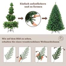 Artificial Christmas Tree 180cm Tall With 900 Branches, Dense PVC Needles, Stable Metal Base And Includes String Lights. - 綠色 - 查看 2