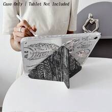 1 Piece Book-Style Skeletal Anatomy Pattern Case - Flip Cover With Multi-Angle Stand, Shockproof Silicone Back, Monochrome Medical Illustration Design Protective Cover With Pen Holder Compatible With IPad 10.9/10.2/ Air 5th Gen/Pro11/10th/9.7/Air 2/Compatible With IPad (7th Gen)/ Compatible With IPad (8th Gen)/Compatible With IPad Air 4/5/Compatible With IPad Pro 11/Compatible With IPad 10th Generation - Multicolor - View 3