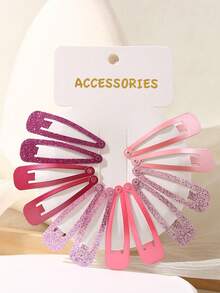 12 件纯色闪光亮片发夹刘海夹，适合女孩 - 彩色 - 查看 4