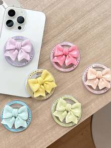 1pc Cute Bowknot Magnetic Phone Holder, Strong Magnetic Desk Stand, Gift For Girls, Girlfriend - Multicolor - View 2