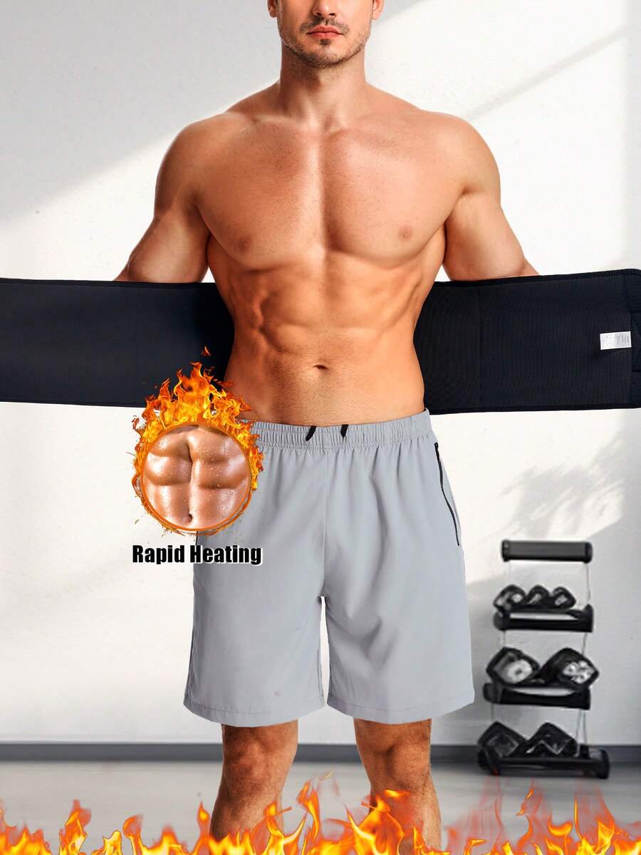 TAILONG Men Waist Trainer Trimmer Tummy Control Compression Shapewear Body Shaper Sweat Belt - 黑色 - 查看 1
