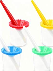 10-Piece Spill-Proof Paint Cup Set With Brushes | All-In-One Kids' Art Kit For School Supplies & DIY Crafts | Back To School Creative Project Set - Multicolor - View 7