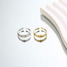 A Fashionable Retro Style Ring, A Niche High-End Light Luxury Stainless Steel Opening Adjustable Ring Band - Silver - View 3