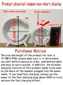 三合一无线充电器、氛围灯和蓝牙音箱，多功能，带各种 LED RGB 氛围灯，支持卡/USB、收音机 - 黑色 - 查看 3