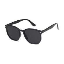 Hexagonal Sunglasses For Men And Women, Square Style With UV400 Protection, Retro Blogger Style. - màu đen - Xem 2