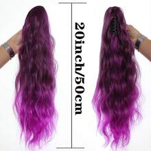 Claw Ponytail Extensions Hair Gradient Color 20 Inch Long Water Wave Hair Heat Resistant Fiber Synthetic Hairpiece For Women Girls Party Daily Use - Multicolor - View 4