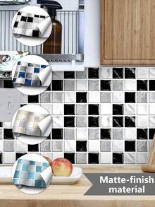 1 Roll Of 2-Meter-Long Self-Adhesive Waterproof PVC Wallpaper, Multi-Color Mosaic Squares For Free Cutting And Home Decoration. Ideal For Kitchen Applications And Interior Beautification In Living Rooms, Kitchens, Bedrooms, Bathrooms, Staircases, Accent Walls, Floors, Walls, And Holiday Backdrops - Multicolor - View 1