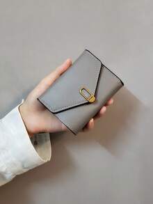 New Women Short Wallet Fashion Coin Purse Card Holder Snap Closure Foldable Solid Color Leather Wallet For Women Wallet Mini Wallet Purse Wallet Small Wallet Cute Wallet Money Wallet Travel Essential Badge Holder Id Card Holder Id Holder