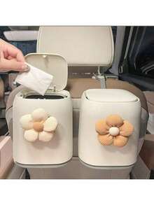 2026 New Floral Pattern Car Trash Can, Cute Front Seat Storage Box, Waterproof Rear Seat Trash Can & Storage Organizer, Multifunctional Car Trash Can, Leak-Proof, Easy To Clean Car Trash Can - Multicolor - View 3