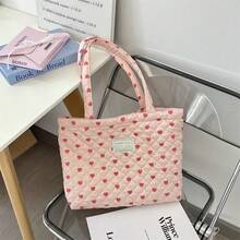 1件 Ins風愛心絎縫圖案嬰兒收納包，優雅休閒單肩包，適合女孩，便攜大容量購物包/媽媽包，適用於辦公、通勤、旅行、度假，化妝品與盥洗用品收納包 - 彩色 - 查看 18