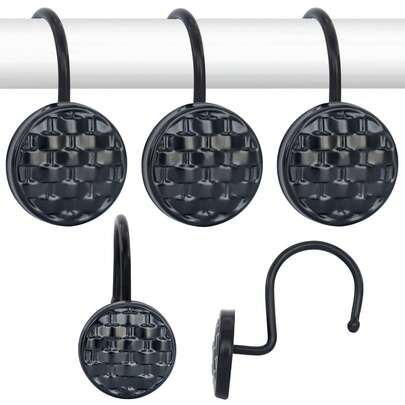 12Pcs Black Woven Decorative Hook Set, Shower Curtain Hooks, Sturdy And Durable. The Perfect Personalized Choice For Secret Santa Gifts, Holiday Hostess Gifts, Or Celebratory Presents. Perfectly Complements Christmas Home Decor, Bedroom Accents, Entryway Organization, Living Room Holiday Arrangements, And Closet Tidying.