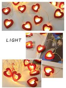 1件 4.9/9.8英呎紅色心形LED燈串，情人節窗戶燈，電池供電，紅色情人節仙女燈，節日裝飾燈串，適用於婚禮、花園、臥室、節慶、生日、派對、節日裝飾 - 紅色 - 查看 11