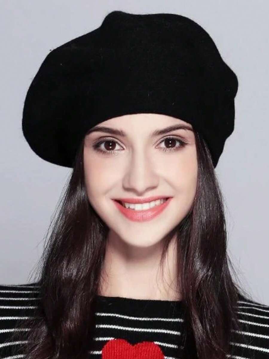 1pc Women's Beret Hat, Knitted Knitted Hat, Fashion European And American Style, Thick Ear-Protecting Knitted Hat, Autumn/Winter - A - View 1