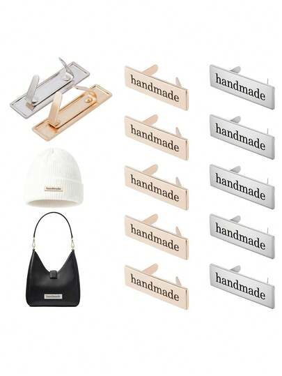12pcs Durable Alloy Handmade Tags, Suitable For Sewing, Knitting, Crocheting, Bag, Hat, Doll Clothes, Sweater, Necklace, Scarf, Handicrafts, Garments, Handbags And DIY Crafts. Metal Bag Tags, Handmade Craft Tags, Handmade Bag Tags And Handmade Crochet Tags Are An Ideal Choice For Handicraft Lovers And Friends.
