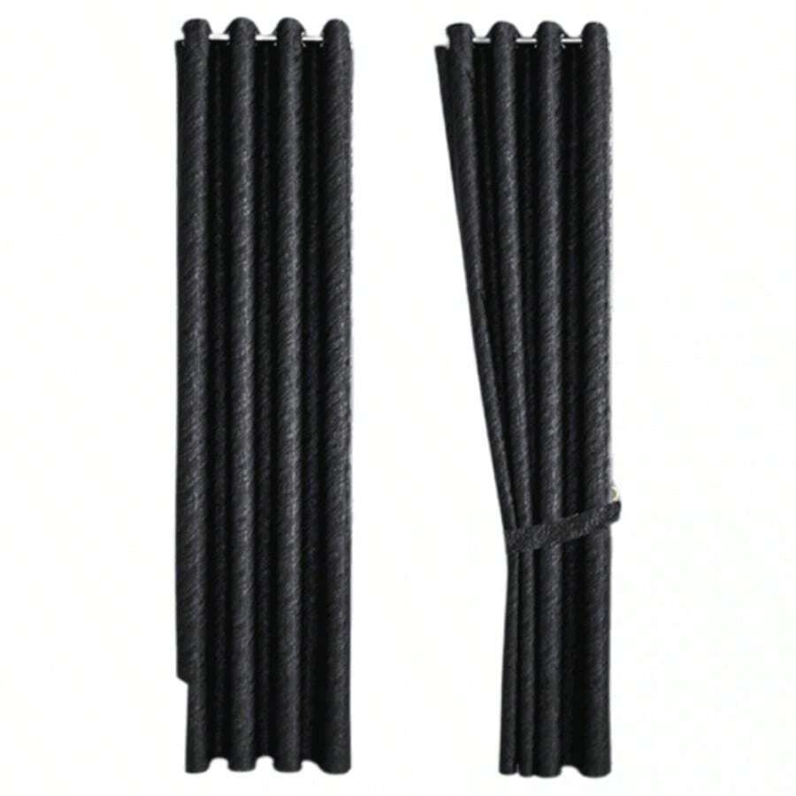 cortinas de tela Color Negra de alta durabilidad de 140cm*225cm - Negro - Ver 1