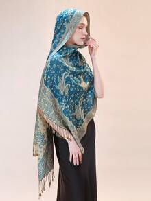 1pc 68*200cm Women's Multicolor Retro Jacquard Paisley Bohemian Style Long Tassel Windproof Shawl Scarf, Suitable For Daily Outings, Traveling, And Photo Shoots Boho, Fashion Designer New Elegant Collection Gift Wedding Bride Bridesmaid Shawl Travel