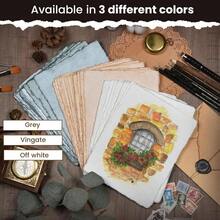 Watercolor Paper - 6 X 4 Inches - 25 Sheets Watercolor Paper Drawing, Sketching, Painting Crafts - 150 GSM Thick Deckle Virgin Cotton Handmade Paper - Vintage - 米白色 + 6 x 4 英寸 - 查看 10