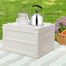 SENDERPICK 65L Folding Storage Container Storage Bins Box For Picnic Foldable Camping Storage Container - Beige White - View 6