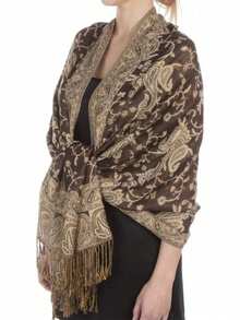 1pc Women's Bohemian Vintage Paisley Jacquard Cashmere Scarf, Casual Elegant Sunscreen Shawl, Suitable For Daily Wear - Dark Brown - View 3