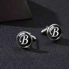 A-Z Single Alphabet Cufflinks, Silver Color Letter Cuff Buttons For Men, Gentleman Shirt Wedding Cuff Links Gifts - Silver - View 3