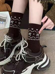 4 Pairs Women's Thick Warm Fair Isle Pattern Mid-Calf Socks, Versatile Ins-Style Socks For Autumn/Winter - Multicolor - View 4