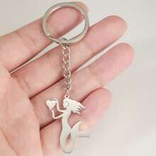 1pc Stainless Steel Mermaid Keychain, Unisex Key Ring, Bag Accessory, Suitable As Gift