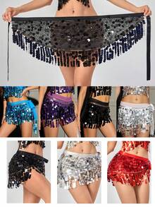 Sparkling Sequined Tassel Hip Bandana - Stylish Accessory For Parties, Nightclubs, Dance Performances (Multiple Colors Available)