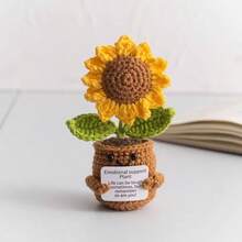 1pc Handmade Crochet Artificial Plant, Home & Office Desktop Decor, Unique Handcraft Gift For Wife/Lover/Sister/Mother, Valentine's Day/Birthday/New Year Handmade Decoration - Multicolor - View 12