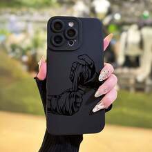 Funda protectora de TPU SamsungA con diseño de boxeo negro o muay thai, que ofrece cobertura total y protección precisa, compatible con los modelos de  de Apple 6/7/8/X/Xs/Xr/Xs Max/11/12/13/14/15/16 Pro - Negro - Ver 2