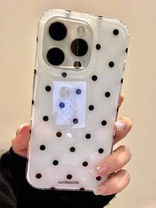 Simple & Cute Black & White Polka Dot Phone Case, Compatible With IPhone 17 Pro Max, 16, 15, 14 Plus, 13, 12, 11, 14, 15, 16 Pro Max Back Cover - White - View 4