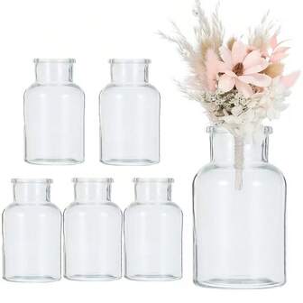 8个圆柱形塑料花瓶，透明纤细单杆花瓶，简约风格散装花瓶，适用于家居装饰，适合婚礼、生日、新娘送礼会、派对、餐桌装饰，耐用材质，活动策划师和派对组织者的装饰花瓶
