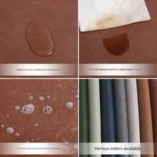 4件套仿皮餐垫 - 双面彩色方形餐垫，防水、可水洗、耐热，适用于室内/室外家居装饰和厨房，深棕色 - 棕色 - 查看 3