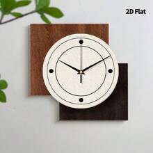 2D平面简约现代风格，撞色纹理圆形表盘挂钟，超静音石英机芯，无滴答声，适用于客厅、音乐室、卧室、厨房、咖啡厅装饰，是馈赠佳品和节日装饰的理想之选。 - 彩色 - 查看 12