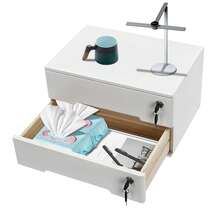 WOBENFOG Wooden Desk Organizer With Drawers & Lock, Desktop Countertop Storage Cabinet Lockable Home Office Supplies File Organizing Unit Tabletop Categorized Storage (2 Drawer - Modern White) - White - View 4